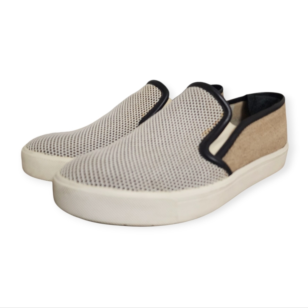 Vince Bram Slip-On Leather And Canvas Preppy Country Club Sneakers Men's